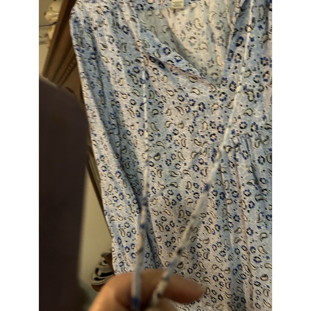 St John's Bay Blue Paisley Long Sleeve Pullover Blouse Size XXLT BoHo Peasant - Picture 3 of 10